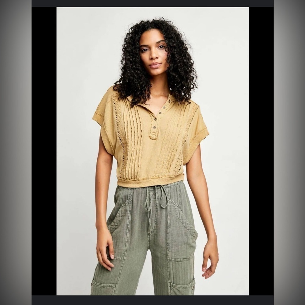 Free People Tops Free People We The Free Roxy Tee In Golden Palm